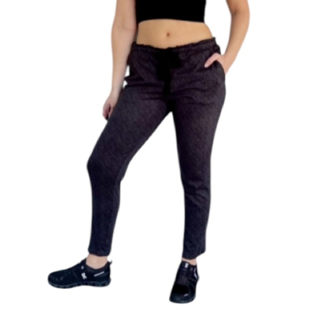 Jaclyn gray ruffle trim drawstring waist cropped length skinny fit pants medium